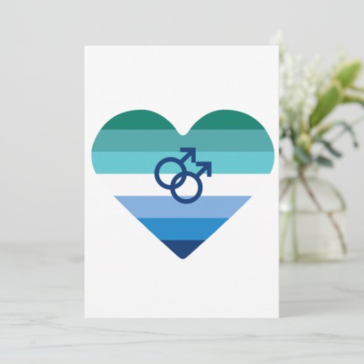 Gay Male Azure MLM Heart Feestdagenkaart (Staand voorkant)
