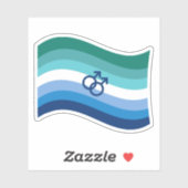 Gay Male Love Pride Azure Wavy Flag Sticker (Vel)