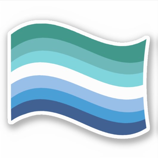 Gay Male Pride Azure Wavy Flag Sticker (Voorkant)