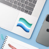 Gay Male Pride Azure Wavy Flag Sticker (Laptop met iPhone)