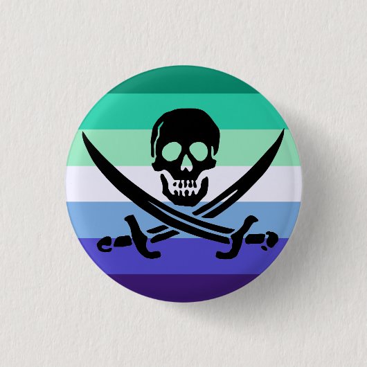 Gay Man Pirate Pride Flag Button (Voorkant)