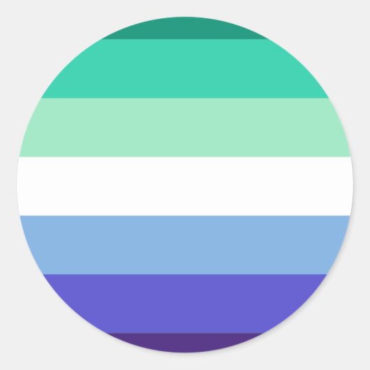 Gay Mannen Pride Flag (Azure & Blue) Ronde Sticker (Voorkant)