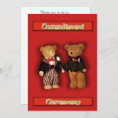 Gay Mannen Wedding Invitation. Commitment Ceremony Kaart (Voorkant / Achterkant)