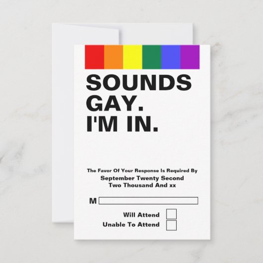 Gay Mariage Sonne Gay Im Dans RSVP (Devant)