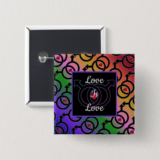 Gay Marriage Love is Love Rainbow Button (Voorkant /achterkant)