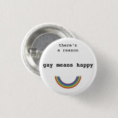 Gay Means Happy Ronde Button 3,2 Cm (Voorkant /achterkant)