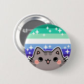 Gay (MLM) LGBT Pride Flag Kat Button (Voorkant /achterkant)