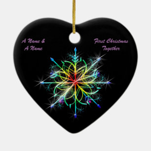 Gay Newly Weds eerste kerstpride Snowflake Keramisch Ornament