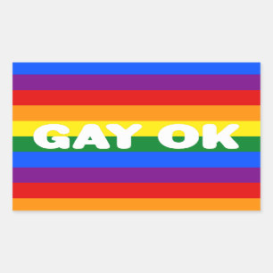 GAY OK Logo LGBT 6-Stripe regenboogbek Gay Pride F Rechthoekige Sticker