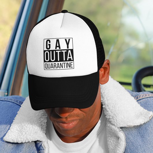 Gay Outta Quarantine | Funny Pride Quote Trucker Pet