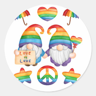 Gay paar kabouters trots, Mr. & Mr. Gay bruiloft,  Ronde Sticker