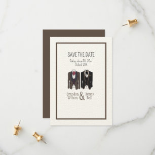 Gay paar Tuxedos Bruiloft Save the Date