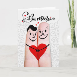 Gay Partner Be Mine Valentine Finger Couple Feestdagen Kaart