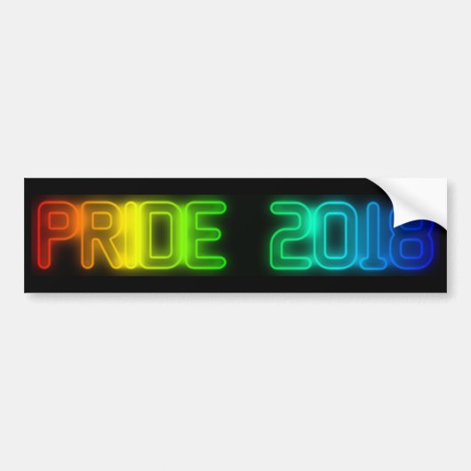 Gay Pride 2018 Rainbow Flag LGBT Typografie Bumpersticker (Voorkant)
