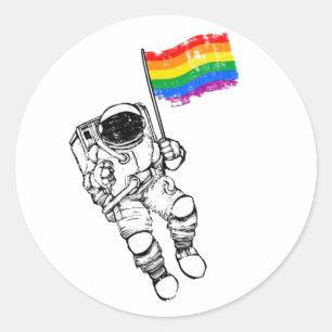 Gay Pride Astronaut T-shirt Ronde Sticker