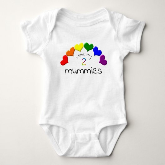 Gay Pride Baby ik hou van mijn 2-maanse regenboogh Romper (Voorkant)