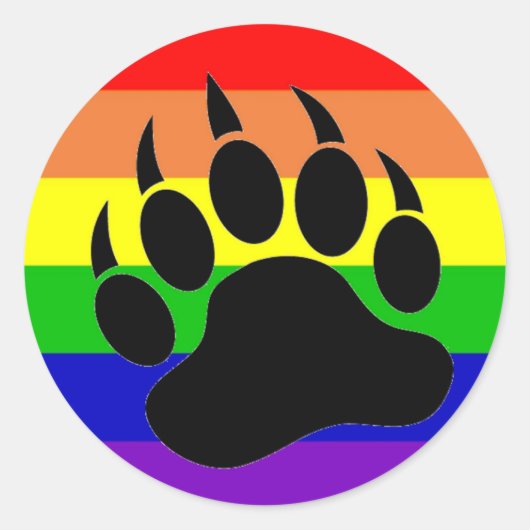 Gay Pride Beer Paw Ronde Sticker (Voorkant)