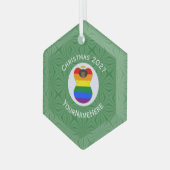 Gay Pride Black Angel Flag Kerstmis Gepersonalisee Glas Ornament (Voorkant links)