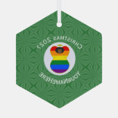 Gay Pride Black Angel Flag Kerstmis Gepersonalisee Glas Ornament (Achterkant)