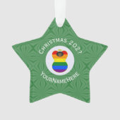 Gay Pride Black Angel Flag Kerstmis Gepersonalisee Ornament (voorkant)