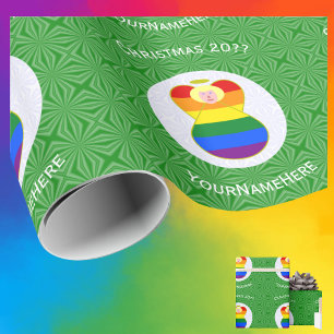 Gay Pride Blond Engel Kerstvlag Persoonlijk Cadeaupapier