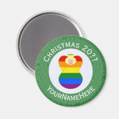 Gay Pride Blonde Engel Kerstvlag Gepersonaliseerd Magneet (Voorkant / Achterkant)