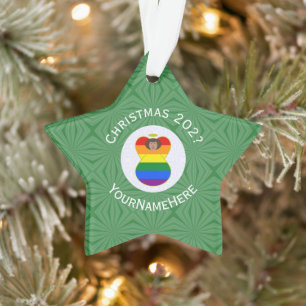 Gay Pride Bruine Engel Kerstvlag Gepersonaliseerd Ornament