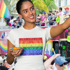 Gay Pride Classic Faux Silk Regenboog Vlag LGBTQ P T-shirt