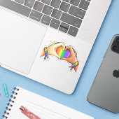 Gay ?Pride Clothing Lgbt Rainbow Sticker (Laptop met iPhone)