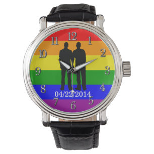 Gay Pride Custom Gay Couple Weddag Horloge