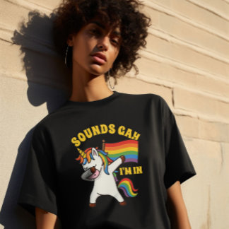 Gay Pride Dabbing Eenhoorn met vlag T-shirt