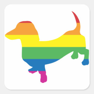 Gay Pride Dachshund/Wiener Vierkante Sticker