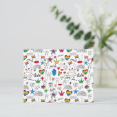 Gay Pride Doodle Patroon Feestdagenkaart (Staand voorkant)