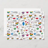 Gay Pride Doodle Patroon Feestdagenkaart (Voorkant / Achterkant)