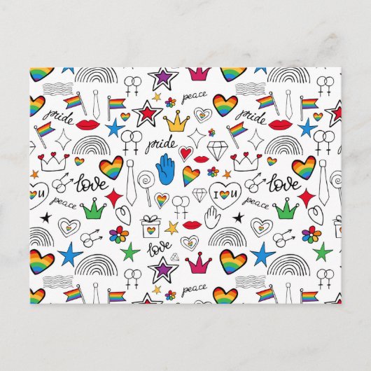 Gay Pride Doodle Patroon Feestdagenkaart (Voorkant)