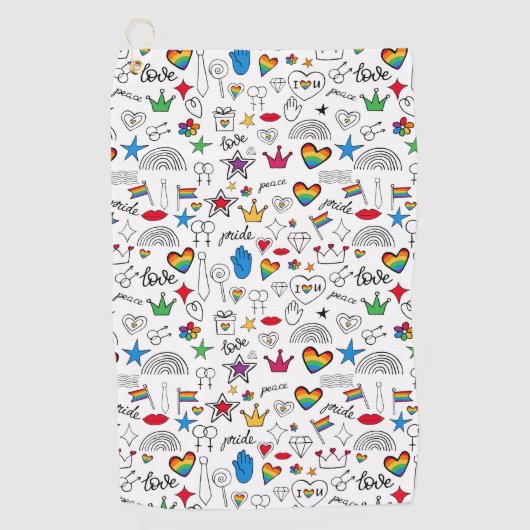 Gay Pride Doodle Pattern Golfhanddoek (Voorkant)