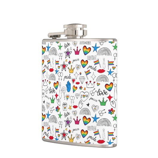 Gay Pride Doodle Pattern Heupfles (Links)