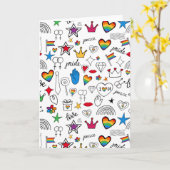 Gay Pride Doodle Pattern Kaart (Gele Bloem)
