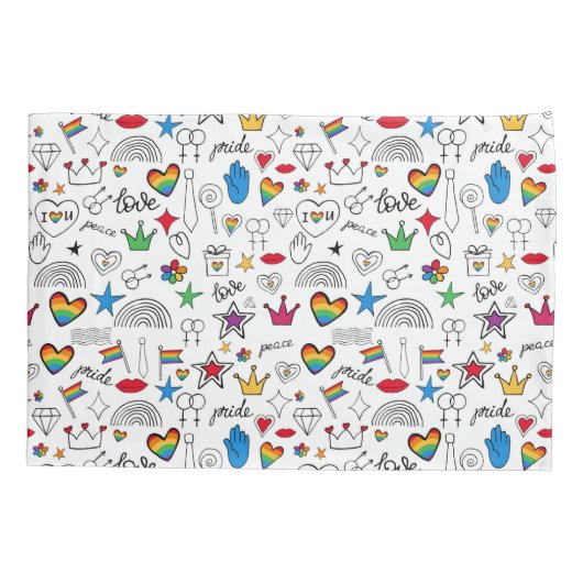 Gay Pride Doodle Pattern Kussensloop (Achterkant-Links)
