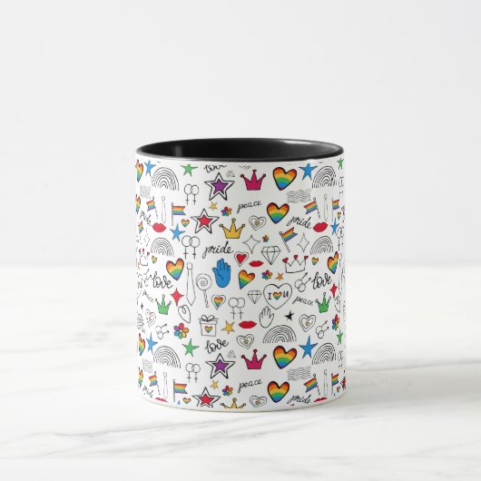 Gay Pride Doodle Pattern Mok (Midden)