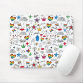 Gay Pride Doodle Pattern Muismat (Met muis)