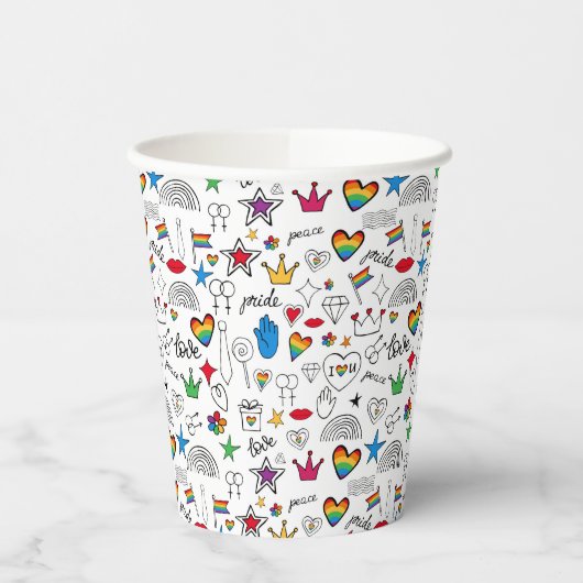 Gay Pride Doodle Pattern Papieren Bekers (Links)