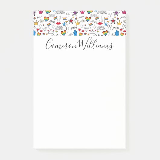 Gay Pride Doodle Pattern Post-it® Notes (Voorkant)