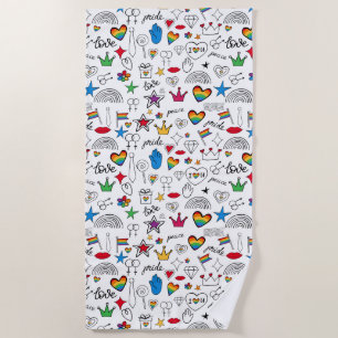Gay Pride Doodle Pattern Strandlaken