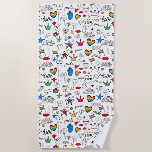 Gay Pride Doodle Pattern Strandlaken (Voorkant)