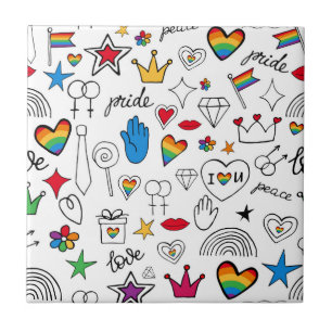 Gay Pride Doodle Pattern Tegeltje