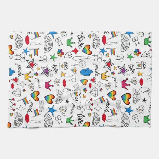 Gay Pride Doodle Pattern Theedoek (Horizontaal)