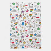 Gay Pride Doodle Pattern Theedoek (Verticaal)
