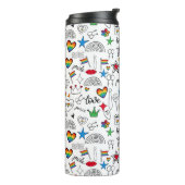 Gay Pride Doodle Pattern Thermosbeker (Gedraaid links)