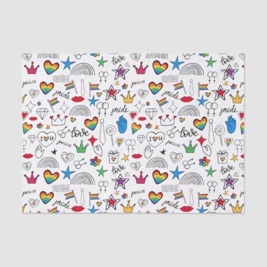 Gay Pride Doodle Pattern Tissuepapier (Voorkant)